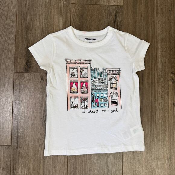 Crewcuts by J.Crew Short Sleeve NYC Graphic T-Shirt Girls S White Pink Crew Neck - Picture 2 of 6